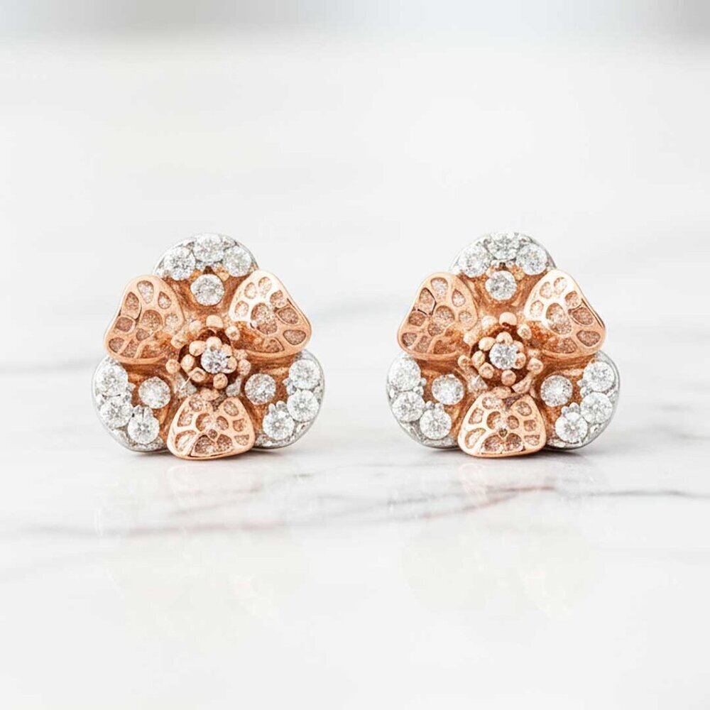 Ladies Coral Flower Stud Earring